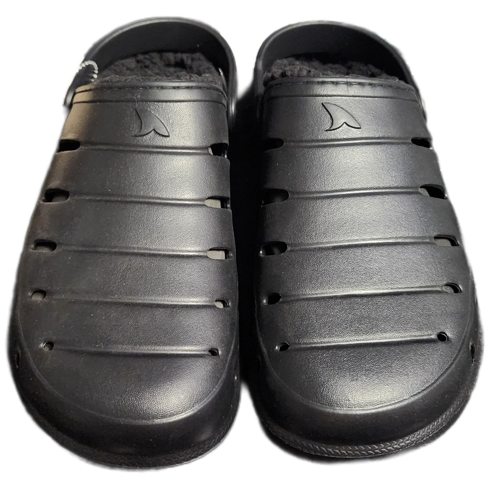 Rugged Shark Mens Black EVA Clogs Faux Fur Lined Slip On‎ Shoes Size 11